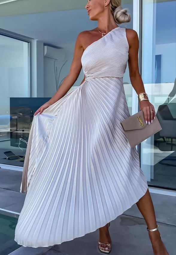 Halisa – One-shoulder pleated dress